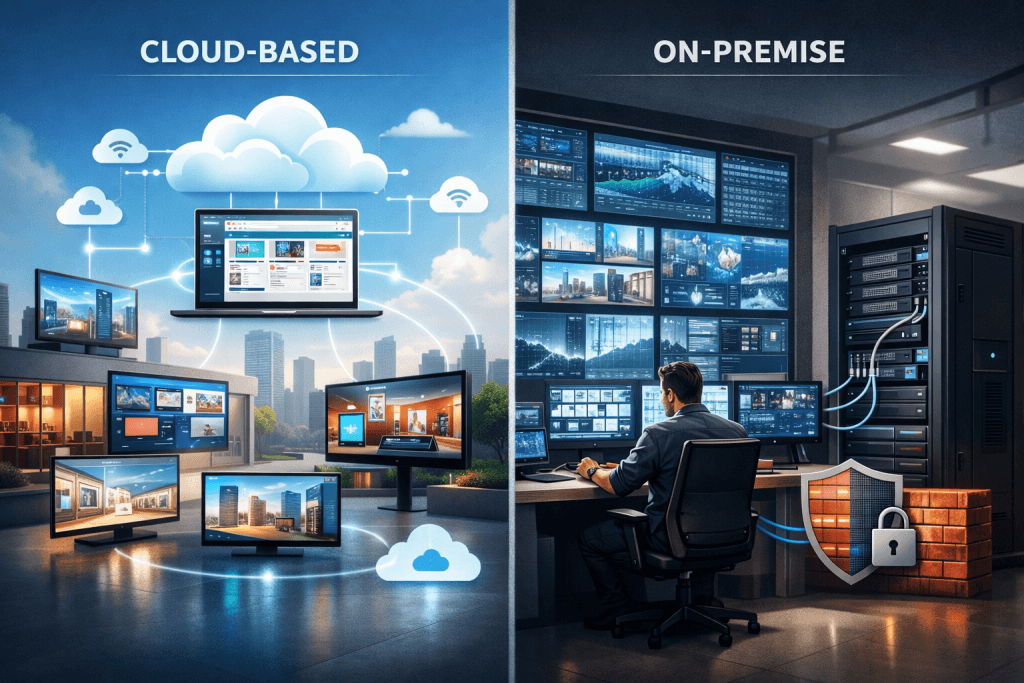 Cloud-Based vs On-Premise Digital Signage Solutions