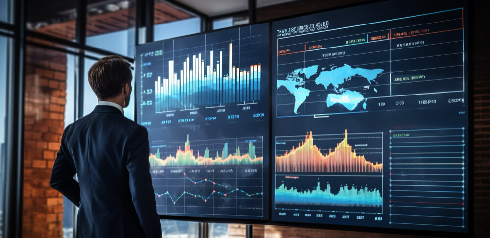 Detailed shot of a clean, high-contrast KPI dashboard
