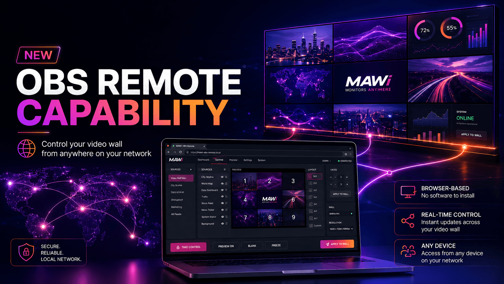 New Feature: OBS Remote Control for MAWi Video Walls